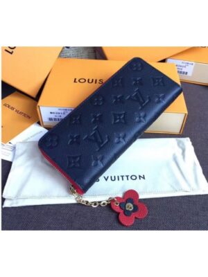 Louis Vuitton Replica M63920 LV Replica Clemence Wallet Monogram Empreinte Leather Marine Rouge