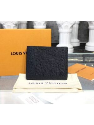 Louis Vuitton Replica M64005 LV Replica Slender ID Wallet Taiga leather Black