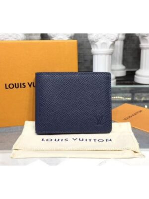 Louis Vuitton Replica M64006 LV Replica Slender ID Wallet Taiga leather Blue