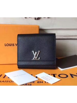 Louis Vuitton Replica M64309 Lockme II Compact Wallets taurillon Black