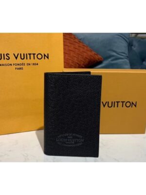 Louis Vuitton Replica M64411 LV Replica Passport cover Wallet Black Taiga leather