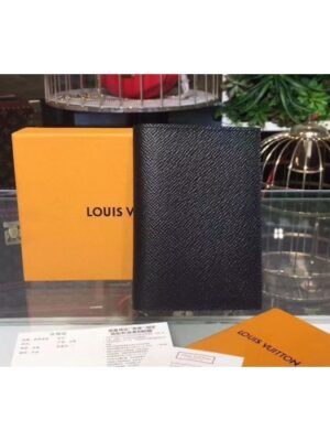 Louis Vuitton Replica M64503 Passport Cover Taiga Leahter Black