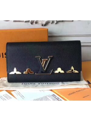 Louis Vuitton Replica M64551  Capucines Wallet Taurillon Leather Black