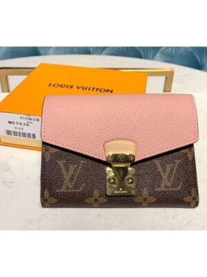 Louis Vuitton Replica M67478 LV Replica Pallas Compact Wallet Monogram Canvas And Pink Calf Leather