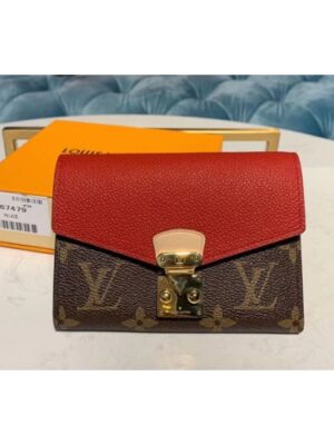 Louis Vuitton Replica M67478 LV Replica Pallas Compact Wallet Monogram Canvas And Red Calf Leather