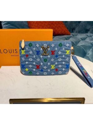 Louis Vuitton Replica M67531 LV Replica New Wave Pochette Zip Bags Blue Monogram Denim