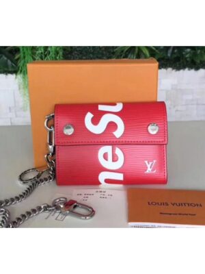 Louis Vuitton Replica M67711 Chain Epi Red Limited Edition X Supreme Wallets