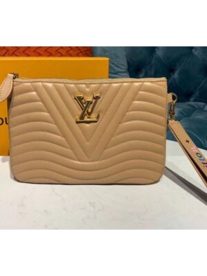 Louis Vuitton Replica M68478 LV Replica New Wave zip pochette Bags Beige Calf leather