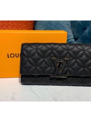 Louis Vuitton Replica M68590 LV Replica Capucines long wallet Black Calf Leather