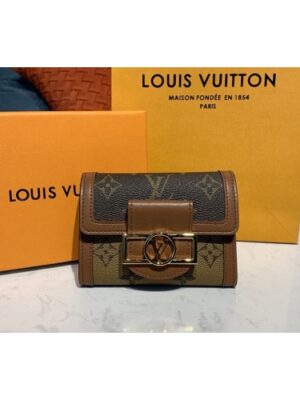 Louis Vuitton Replica M68725 LV Replica Dauphine compact wallet in Monogram and Monogram Reverse coated canvas