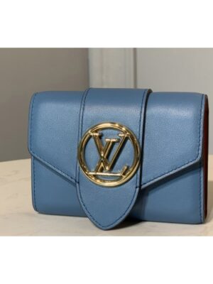 Louis Vuitton Replica M69175 LV Replica Pont 9 compact wallet in Blue Cowhide leather