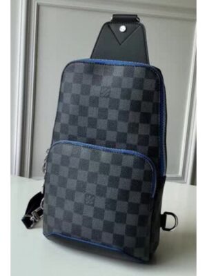 Louis Vuitton Replica Men's Damier Graphite Canvas Avenue Sling Bag N40008 Blue 2018