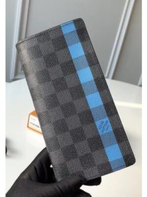 Louis Vuitton Replica Men's Damier Graphite Canvas Brazza Wallet N60089 Blue