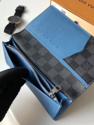 Louis Vuitton Replica Men's Damier Graphite Canvas Brazza Wallet N60089 Blue