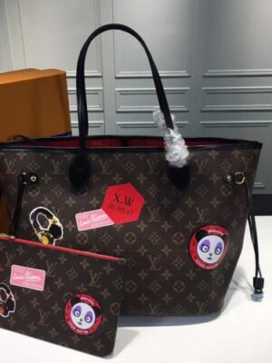 Louis Vuitton Replica Monogram Canvas Badge Detail Neverfull MM Bag 2017