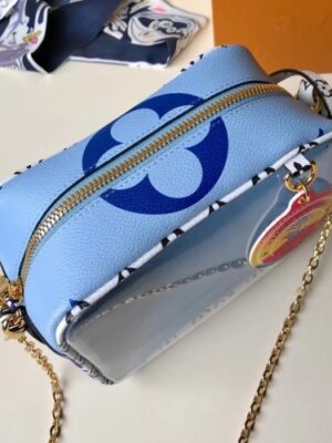 Louis Vuitton Replica Monogram Canvas Beach Pouch Bag Blue 2019