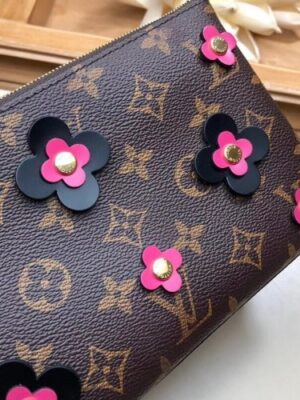 Louis Vuitton Replica Monogram Canvas Blooming Flowers Pochette Double Zip Bag M63905 Black 2019