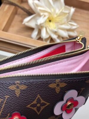 Louis Vuitton Replica Monogram Canvas Blooming Flowers Pochette Double Zip Bag M63905 Pink 2019