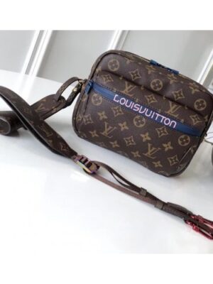 Louis Vuitton Replica Monogram Canvas Camera Shoulder Bag Blue/Brown 2018