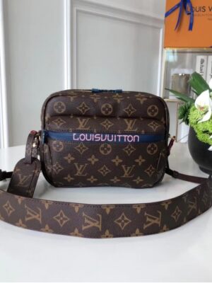 Louis Vuitton Replica Monogram Canvas Camera Shoulder Bag Blue/Brown 2018