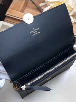 Louis Vuitton Replica Monogram Canvas Flore Chain Wallet Black 2019