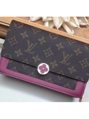 Louis Vuitton Replica Monogram Canvas Flore Chain Wallet M67404 Lie De Vin 2019