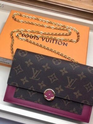 Louis Vuitton Replica Monogram Canvas Flore Chain Wallet M67404 Lie De Vin 2019