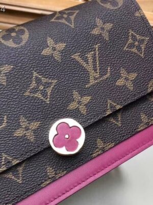 Louis Vuitton Replica Monogram Canvas Flore Chain Wallet M67404 Lie De Vin 2019