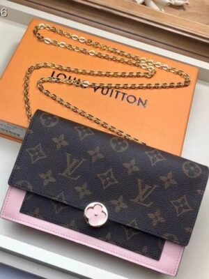 Louis Vuitton Replica Monogram Canvas Flore Chain Wallet M67405 Magnolia 2019