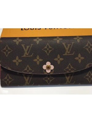 Louis Vuitton Replica Monogram Canvas Flower Stud Trim Emilie Wallet M64202 01 2017