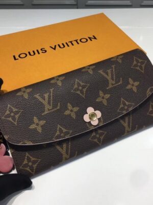 Louis Vuitton Replica Monogram Canvas Flower Stud Trim Emilie Wallet M64202 01 2017