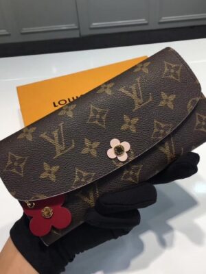 Louis Vuitton Replica Monogram Canvas Flower Stud Trim Emilie Wallet M64202 01 2017