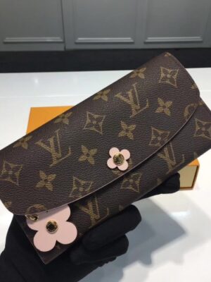 Louis Vuitton Replica Monogram Canvas Flower Stud Trim Emilie Wallet M64202 02 2017