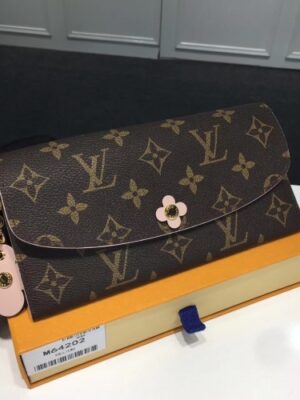 Louis Vuitton Replica Monogram Canvas Flower Stud Trim Emilie Wallet M64202 02 2017