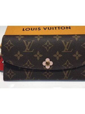 Louis Vuitton Replica Monogram Canvas Flower Stud Trim Emilie Wallet M64202 03 2017