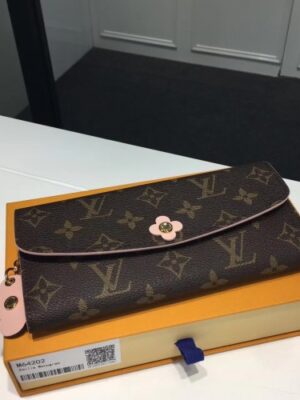 Louis Vuitton Replica Monogram Canvas Flower Stud Trim Emilie Wallet M64202 03 2017