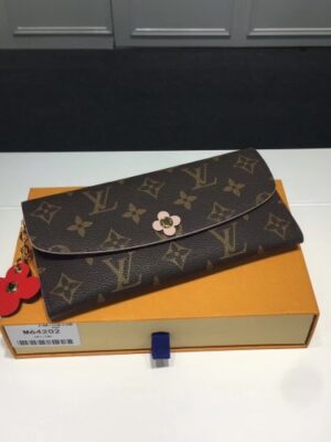 Louis Vuitton Replica Monogram Canvas Flower Stud Trim Emilie Wallet M64202 03 2017