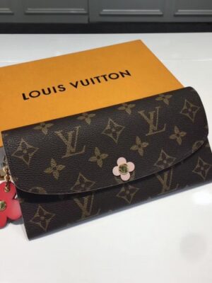 Louis Vuitton Replica Monogram Canvas Flower Stud Trim Emilie Wallet M64202 03 2017