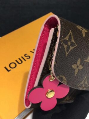 Louis Vuitton Replica Monogram Canvas Flower Stud Trim Emilie Wallet M64202 04 2017