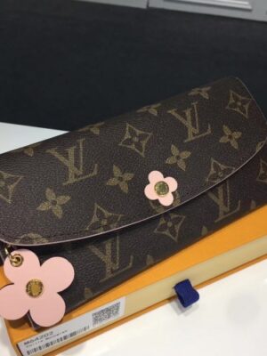 Louis Vuitton Replica Monogram Canvas Flower Stud Trim Emilie Wallet M64202 04 2017