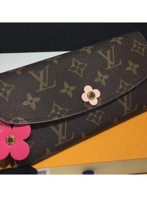 Louis Vuitton Replica Monogram Canvas Flower Stud Trim Emilie Wallet M64202 04 2017