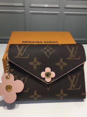 Louis Vuitton Replica Monogram Canvas Flower Stud Trim Victorine Wallet M41937 05 2017