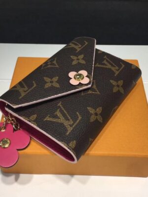 Louis Vuitton Replica Monogram Canvas Flower Stud Trim Victorine Wallet M41937 06 2017