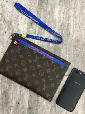 Louis Vuitton Replica Monogram Canvas Large Pouch Clutch Blue 2018