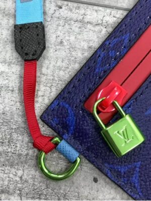 Louis Vuitton Replica Monogram Canvas Large Pouch Clutch Blue/Red 2018