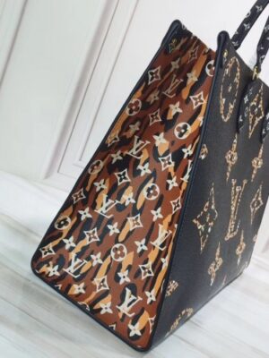 Louis Vuitton Replica Monogram Canvas Leopard Print Onthego Tote Bag M44674 Black/Brown 2019