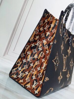 Louis Vuitton Replica Monogram Canvas Leopard Print Onthego Tote Bag M44674 Black/White 2019