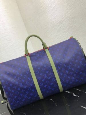 Louis Vuitton Replica Monogram Canvas Men's Keepall 55 Bag Blue/Green 2018