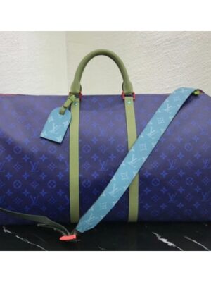 Louis Vuitton Replica Monogram Canvas Men's Keepall 55 Bag Blue/Green 2018