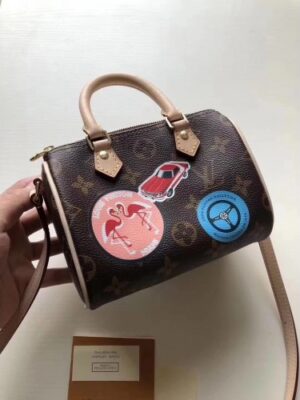 Louis Vuitton Replica Monogram Canvas Nano Speedy Pink/Blue 2017